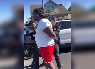 Los Angeles police officer beats suspect for asking a question